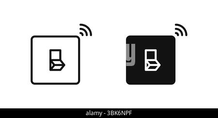 Smart switch icon set showing IoT-enabled light or power control switches. Stock Vector