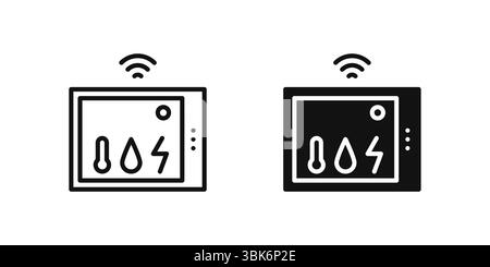 Temperature control icon set showing thermostat or IoT-based climate management. Stock Vector