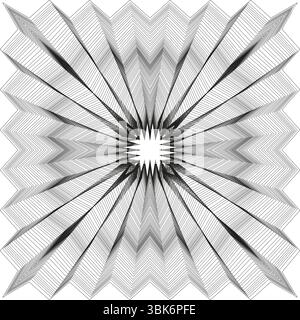 Black white star. Radiating sharp shape. Central burst icon. Vector symmetry design. Stock Vector