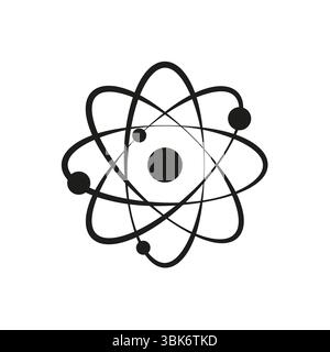 Atom scientific icon. Energy Vector model. Physics chemistry symbol. Molecular structure graphic. Stock Vector