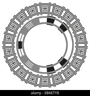 Futuristic ring icon. Circuit gear pattern. Vector techno circle. Abstract symmetrical form. Stock Vector