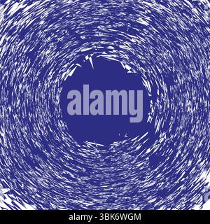 Blue abstract vortex. Shattered circular shape. Dynamic chaotic form. Grunge vector texture. Stock Vector
