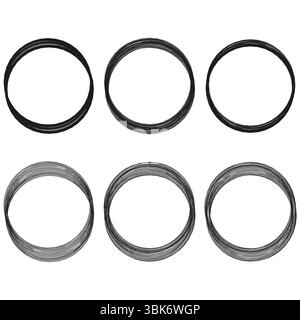Outlined circular rings. Abstract round strokes. Minimal loop shapes. Vector geometry form. Stock Vector