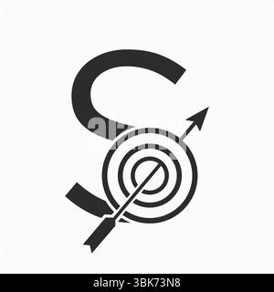 Target Logo On Letter S Concept For Success Symbol. Business Goal Logo Design Stock Vector