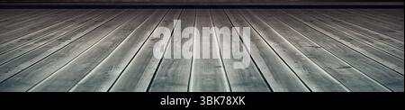 View of green and brown wooden planks Stock Photo