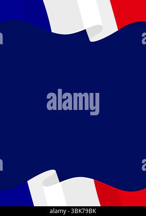 Copy space dark vertical background with wavy French flag on top and below perfect element design for important days related to French Stock Vector