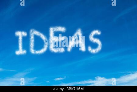 Ideas written in white in sky Stock Photo