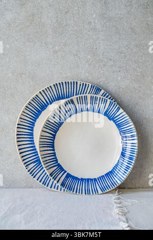 Selection of handmade ceramic pieces, vases, bowls, candleholders and plates Stock Photo