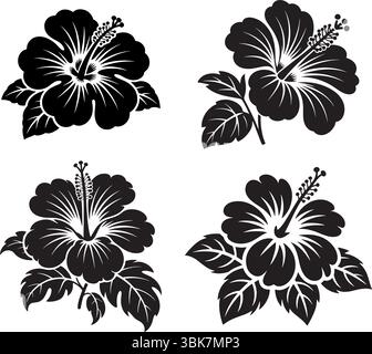 Minimalist hibiscus flower vector illustration Stock Vector