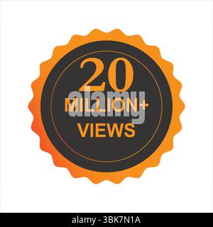 20 Million Views Celebration Vector – Thank You 20M+ Views Social Media Milestone Design with Circular Background Stock Vector