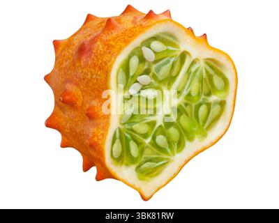Kiwano horned cucumber isolated on white background Stock Photo
