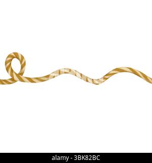 Hand painted watercolor nautical rope with detailed texture and natural curves, isolated on white background. Perfect for nautical designs Stock Photo