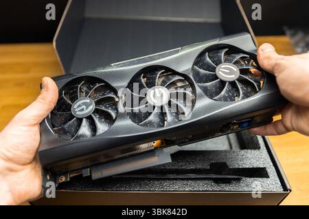High end Graphics card closeup. High quality photo Stock Photo