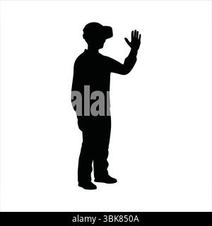 Person Using VR Headset Silhouette - Virtual Reality Experience Silhouette Vector Stock Vector