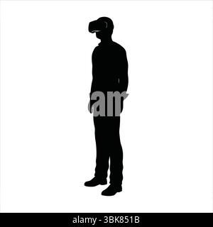 Person Using VR Headset Silhouette - Virtual Reality Experience Silhouette Vector Stock Vector