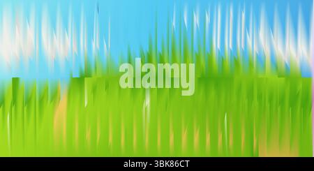 Blue and green abstract glass distortion background. Natural blurred gradient texture with vertical streaks. Stock Vector