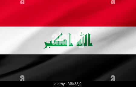 Background detail of Iraq flag occupying the entire frame with waving fabric texture. Stock Photo