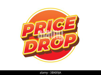 Bright circular background with bold red price drop lettering Stock Vector