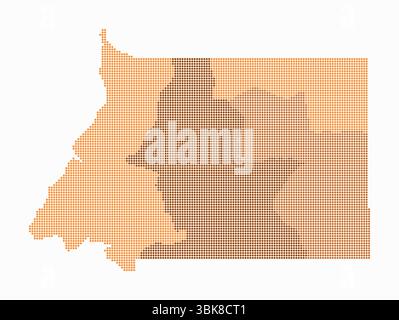 Equatorial Guinea dotted map. Digital style map of the country on white background. Equatorial Guinea shape with circle dots. Colored dots style. Stock Vector