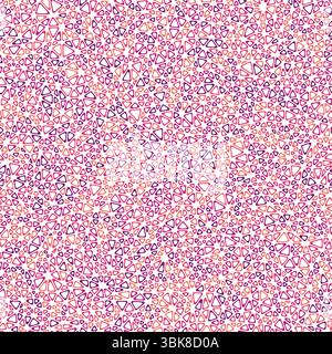 Triangles pattern geometric design. Tiny triangles size. Multiple colors style. Rounded triangular cells outlined. Repeatable pattern. Rose petals. Stock Vector