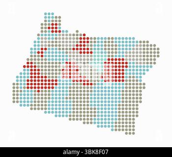 Oregon dotted map. Digital style map of the state on white background. Oregon shape with circle dots. Colored dots style. Large size circles. Stock Vector