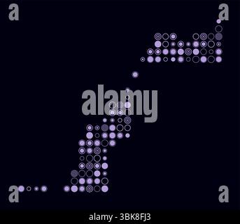 Western Sahara, shape of the country built of colored cells. Digital style map of Western Sahara on a dark background. Large size circle blocks. Stock Vector