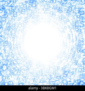 Digital data array, Abstract Concentric circles of Digits Swirling in Digital Pattern. spiral of numbers, abstract math background, big data concept Stock Vector