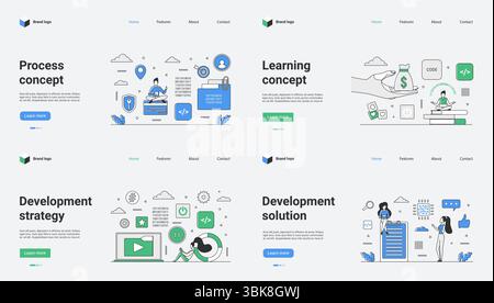 This document offers an overview of process concepts, learning strategies, and solutions tailored for education and business, including a web template vector illustration to enhance understanding Stock Vector