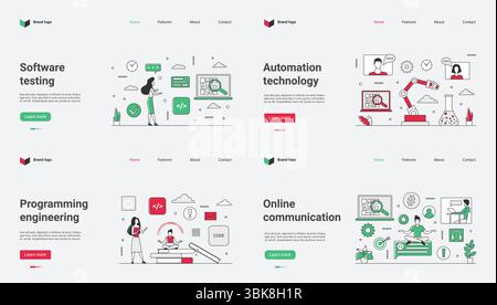 In todays digital landscape, software testing, automation, programming, and online communication are vital for efficiency and connectivity, effectively illustrated by a web template vector Stock Vector