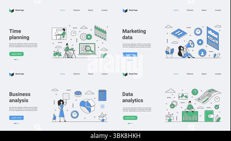 Time planning, marketing analysis, business analytics, data techniques, design principles, and digital tools are essential for success in workflow improvement and professional layout Stock Vector