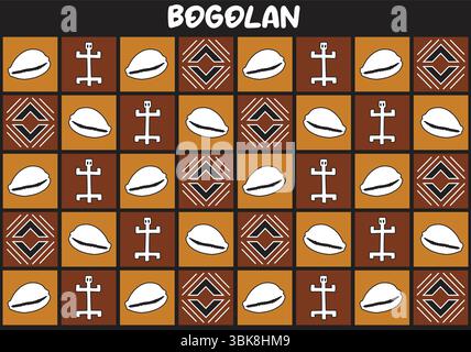 African Bogolan printed fabric Stock Vector