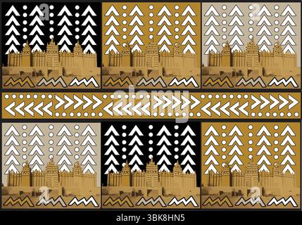 African Bogolan printed fabric Stock Vector