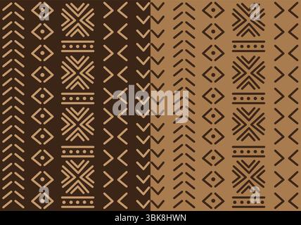 African Bogolan printed fabric Stock Vector
