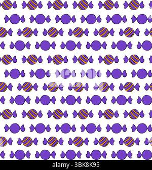 Candy caramel colorful Seamless pattern. Vector graphic line ink illustration. Halloween party. candy for the web, for a card or for scrapbooking text Stock Vector