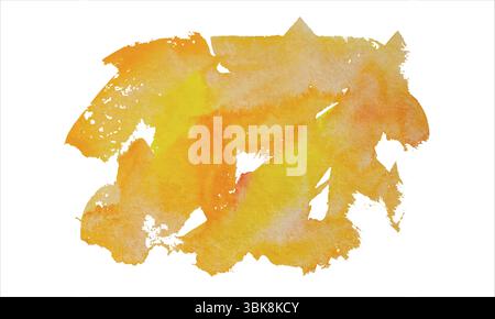 Yellow and orange watercolor vector paint. Artistic hand paint brush strokes isolated on white background Stock Vector