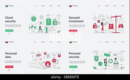 Cloud security is vital for safeguarding investments and personal data. Emphasizing personal security and using minimalistic design in technology and finance enhances safety and usability Stock Vector