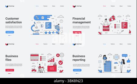 Customer satisfaction is crucial for business, and effective financial management optimizes revenue. Key tools include precise metrics, analysis, custom reports, infographic, and web template design Stock Vector