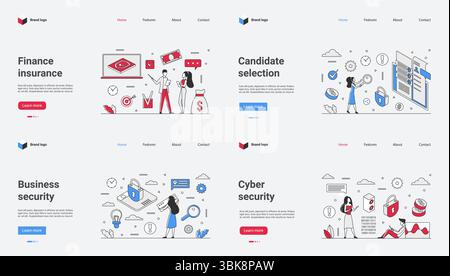 Our vector illustrations are designed for finance, insurance, recruitment, business security, and cyber security, enhancing corporate web templates and improving marketing efforts Stock Vector