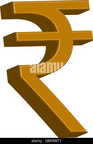 Golden 3D Indian Rupee Symbol Icon - India Currency & Finance Stock Vector