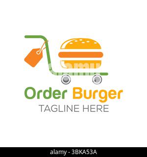 Buy Online Burger Logo Design For Restaurant And Cafe Symbol Stock Vector