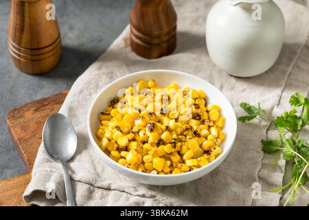 Homemade Fire Roasted Corn Kernels in a Bowl Stock Photo