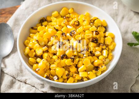 Homemade Fire Roasted Corn Kernels in a Bowl Stock Photo