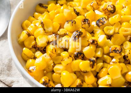 Homemade Fire Roasted Corn Kernels in a Bowl Stock Photo