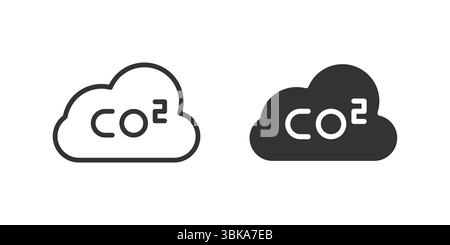 Carbon dioxide icon set visualizing CO2 emissions and environmental impact. Stock Vector