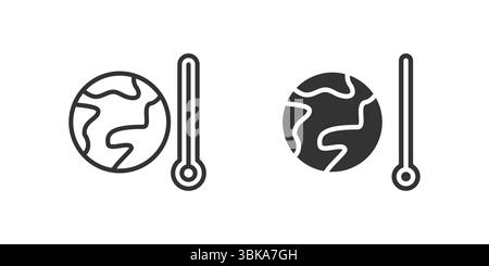 Heatwaves icon set showing rising temperature and climate change. Stock Vector
