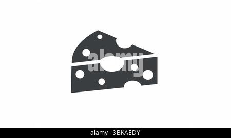 Cheese Icon. Vector isolated editable black and white linear illustration of a piece of Cheese. Stock Vector