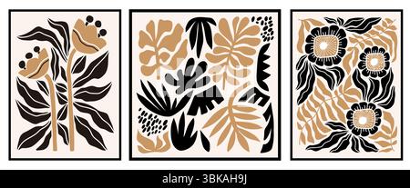 Set of Posters Illustrations in Matisse Style Stock Vector