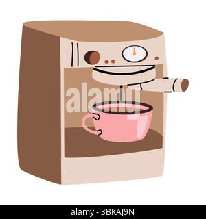 Modern coffee machine with cup for kitchen decor or cafe design. Stock Vector