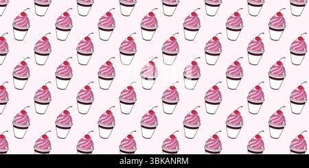 Seamless Ice Cream Cup Pattern for National Ice Cream Day Stock Vector