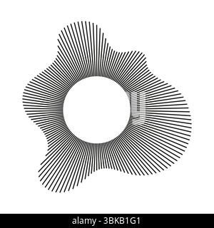 Circular wave. Sound circle lines. Sound ring. Radial wavy frame pattern. Radial rays. Wavy design simple element. Equalizer logotype, radial spectrum Stock Vector
